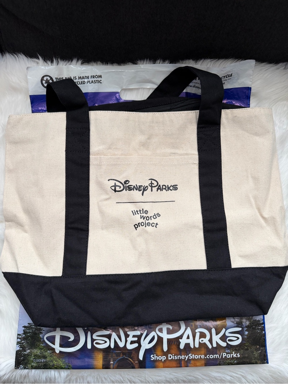 Disney Canvas Duffel Tote Bag - Black & Cream